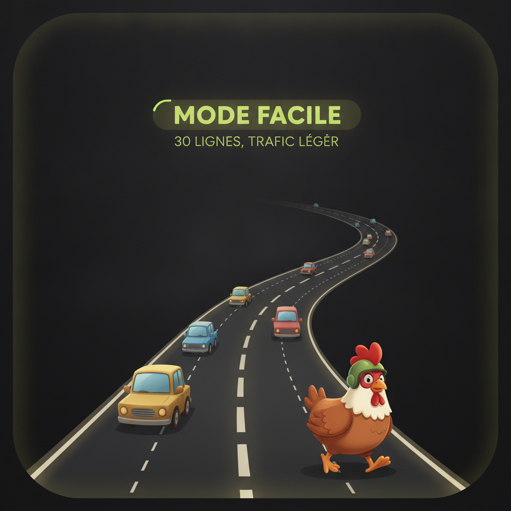 Chicken Road 2 mode Facile — 30 lignes, trafic léger